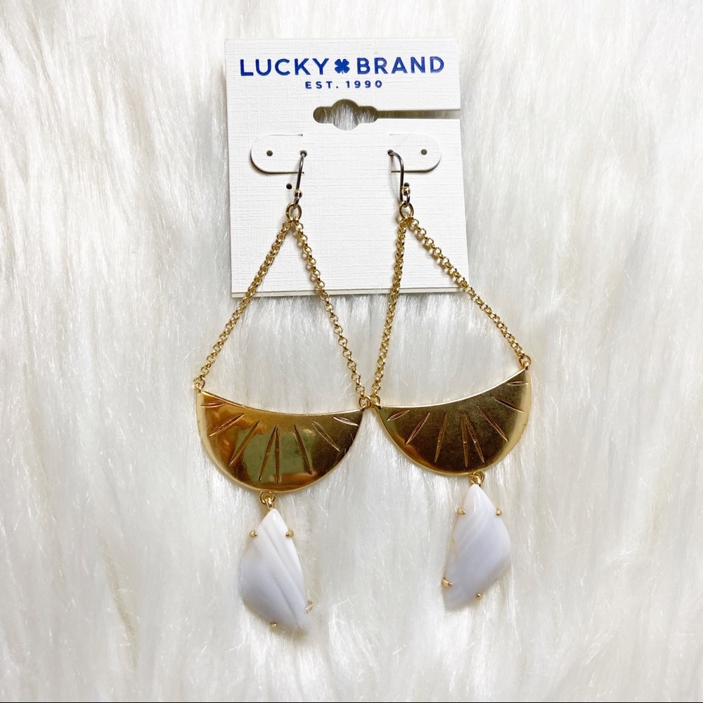 Lucky Brand | Gold and white stone earrings